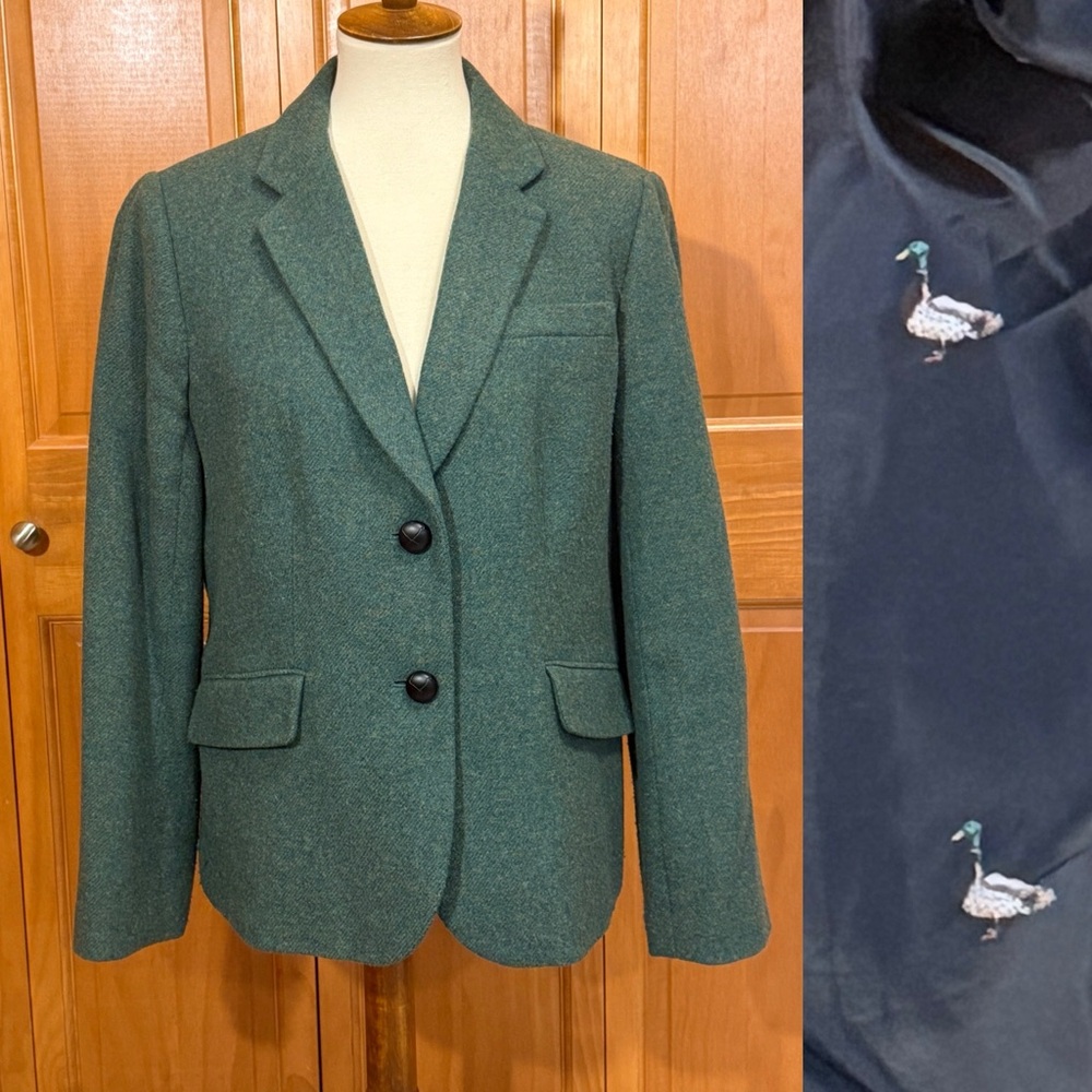 Talbots Green Blazer With Duck Lining